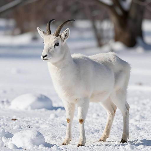 White Antelope in Snowy Landscape