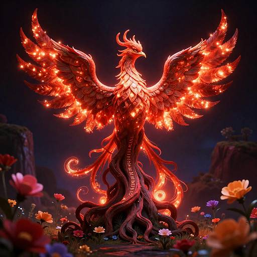 Radiant Phoenix Tree in Celestial Glen