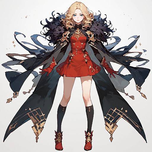 Expressionless Blonde Anime Girl in Black