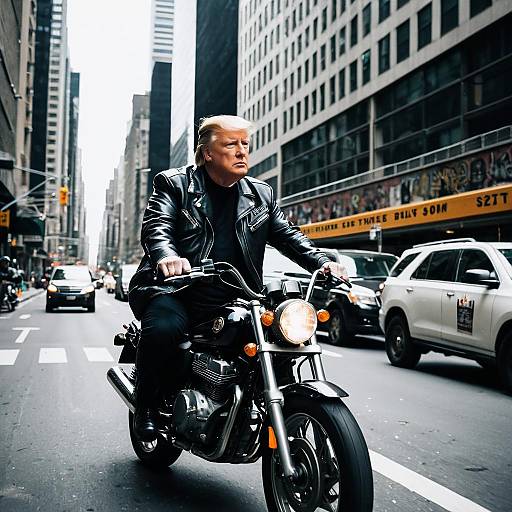 Man Riding Motorcycle in City Street