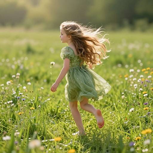 Rapunzel Running Through Meadow