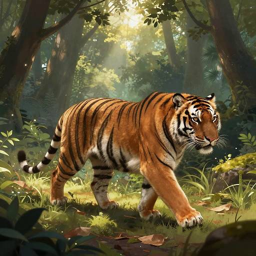 Jasmine and Tiger in Mystical Forest