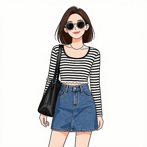 Smiling Woman in Casual Chic Outfit