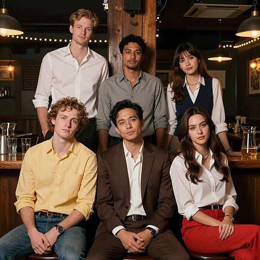 Casual Group Photo in Dim Bar