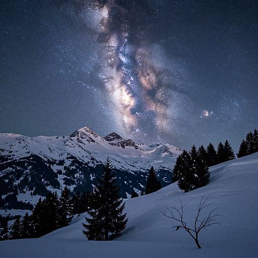 Milky Way Over Snowy Alpine Peaks