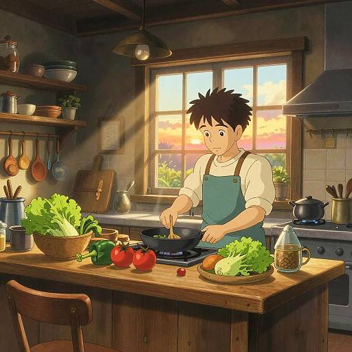 Studio Ghibli Cozy Kitchen Sunrise