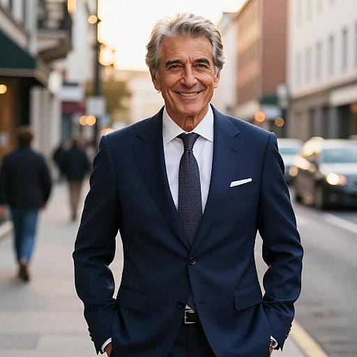 Distinguished Older Man in Navy Suit