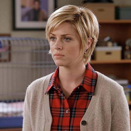 Blonde Woman in Casual Indoor Setting