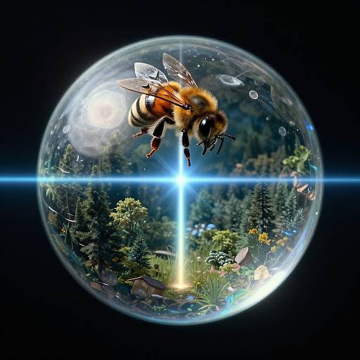 Crystal Sphere with Bee Refraction
