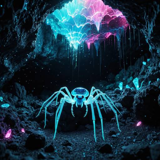 Mystical Neon Bioluminescent Cave Scene Mystical Neon Bioluminescent Cave Scene