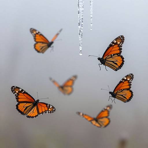 Monarch Butterflies in Icy Mist