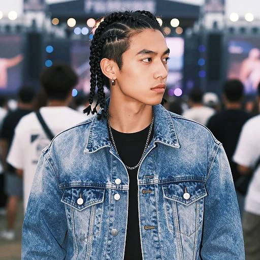 Half Braids on Young Man at Festival