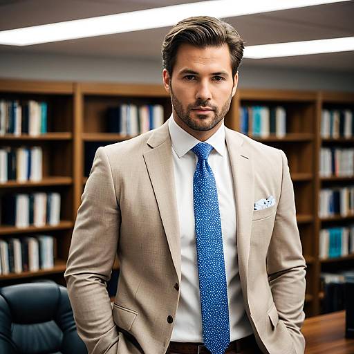 Professional Man in Light Brown Suit in Office