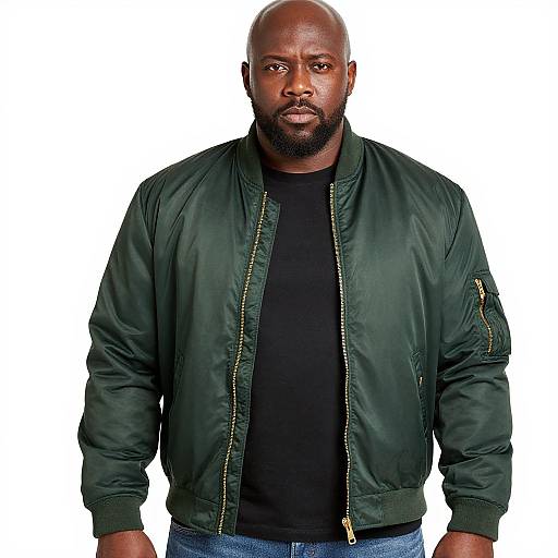 Serious African American Man in Bomber Jacket