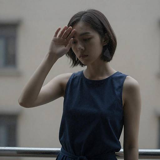 Pensive Woman Behind Rain-Streaked Window