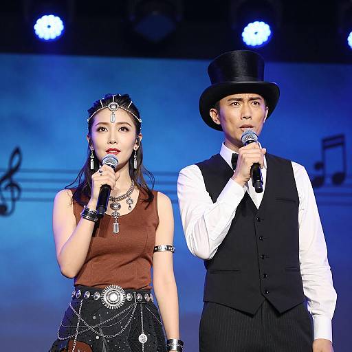 Dynamic Stage Performance: Vocal Duo Showcase