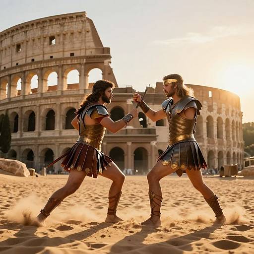 Epic Gladiator Duel at Sunset