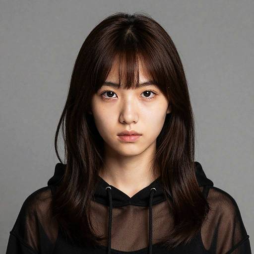 Realistic See-Through Hoody Girl Portrait