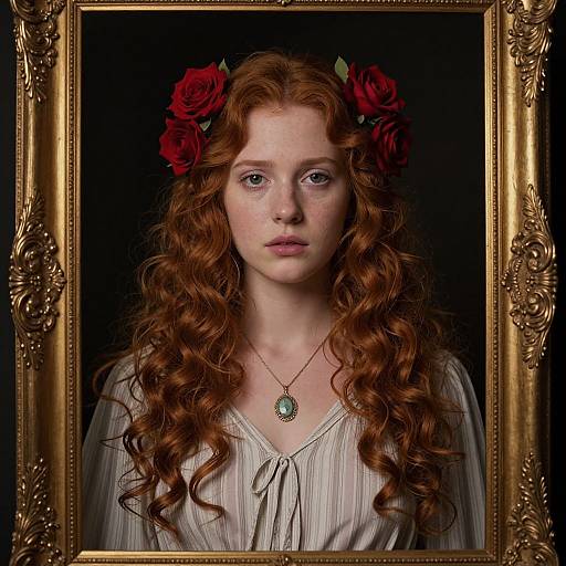 Romantic Realistic Portrait of Young Woman