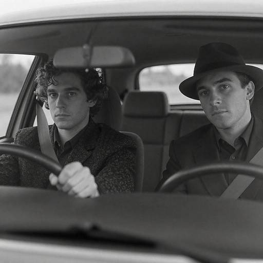 Noir Portrait of Two Men Driving