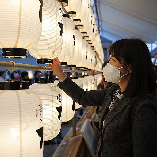Woman Observing Memorial Lanterns