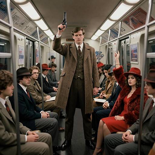 Dramatic Subway Scene with Characters