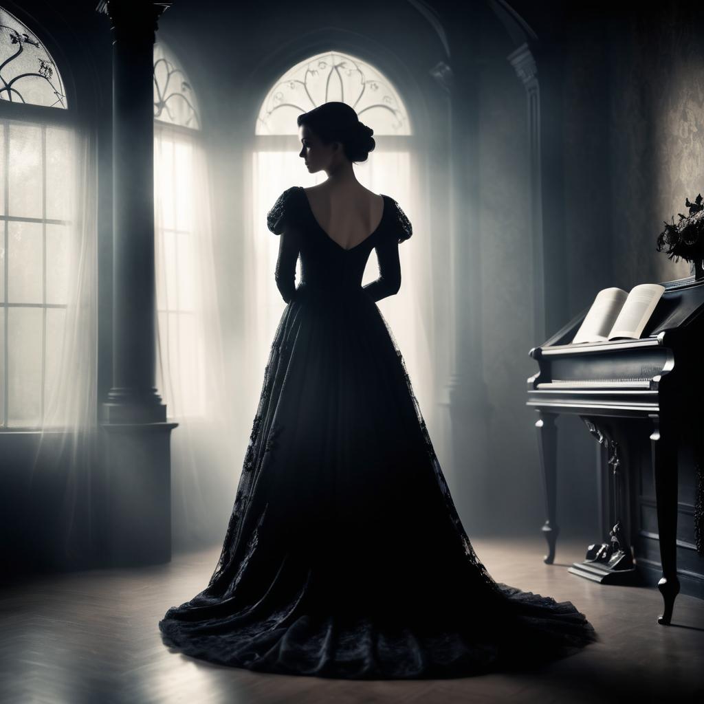 Haunting Elegance in a Somber Setting