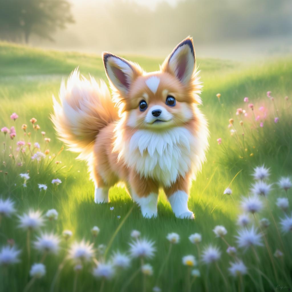 Fluffy Eevee in a Serene Meadow