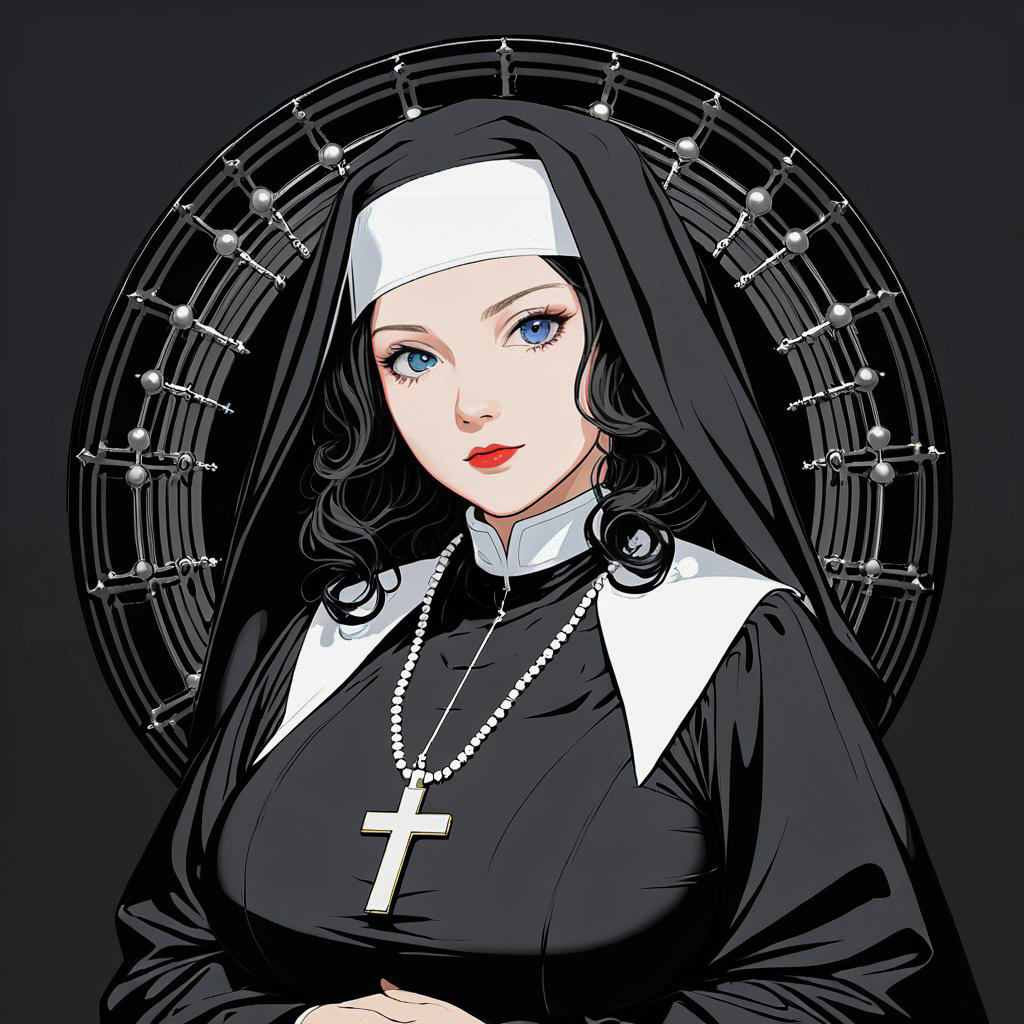 Serious Nun in Shonen Style Art