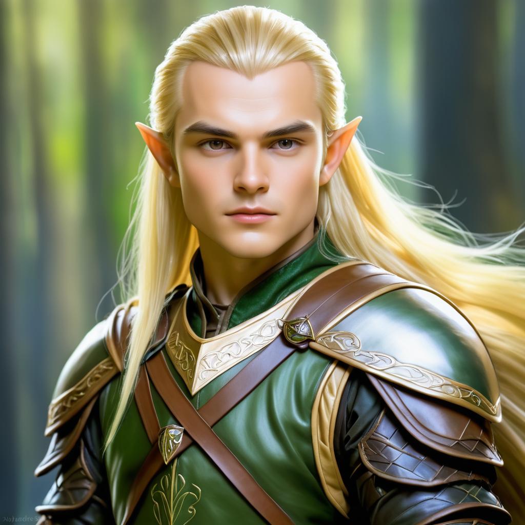 Charming Oil Painting of Elf Ranger