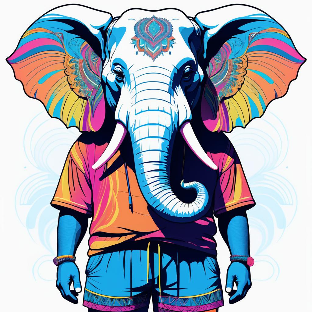 Vibrant Stylized Elephant Portrait Art