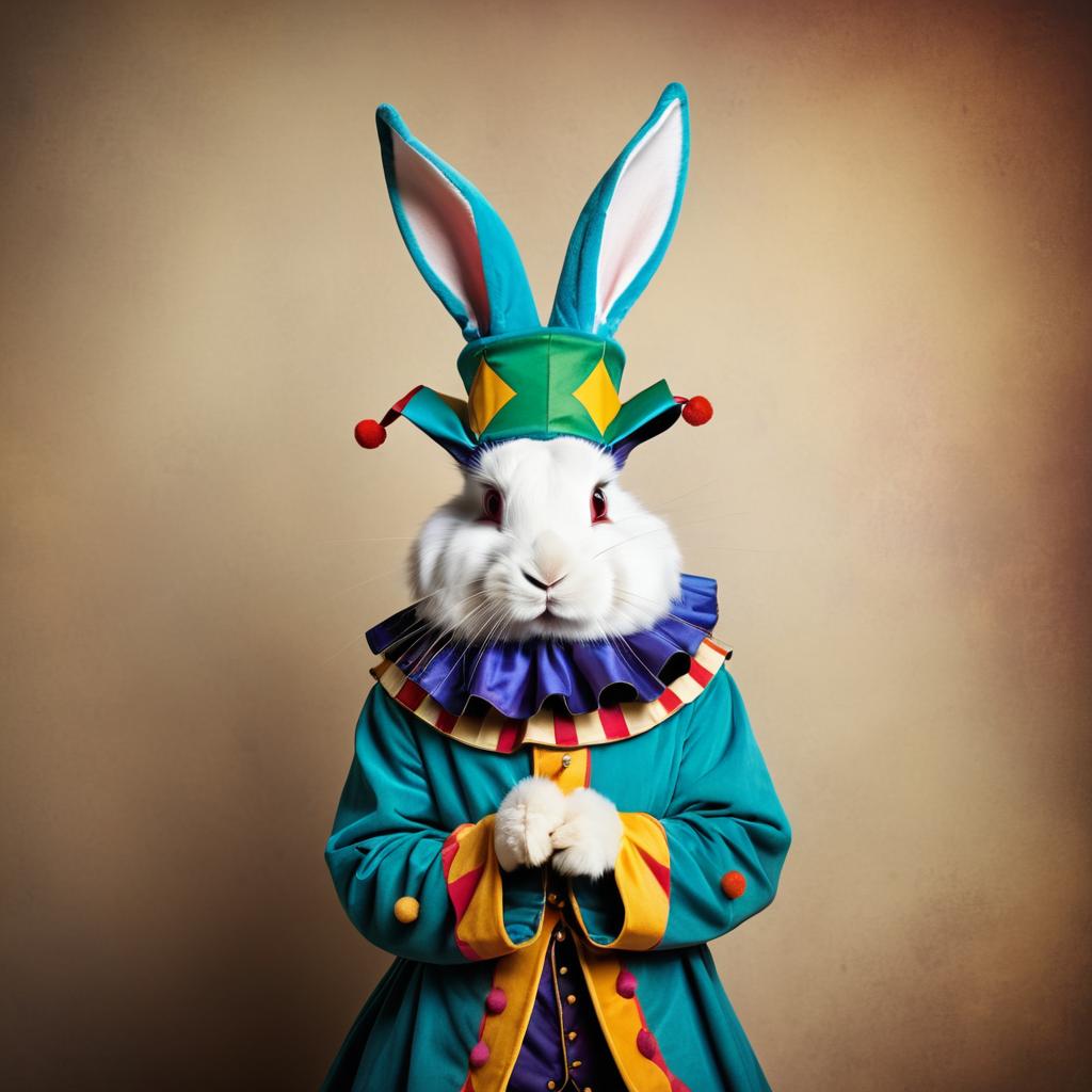 Whimsical Rabbit Jester Posing for Joy