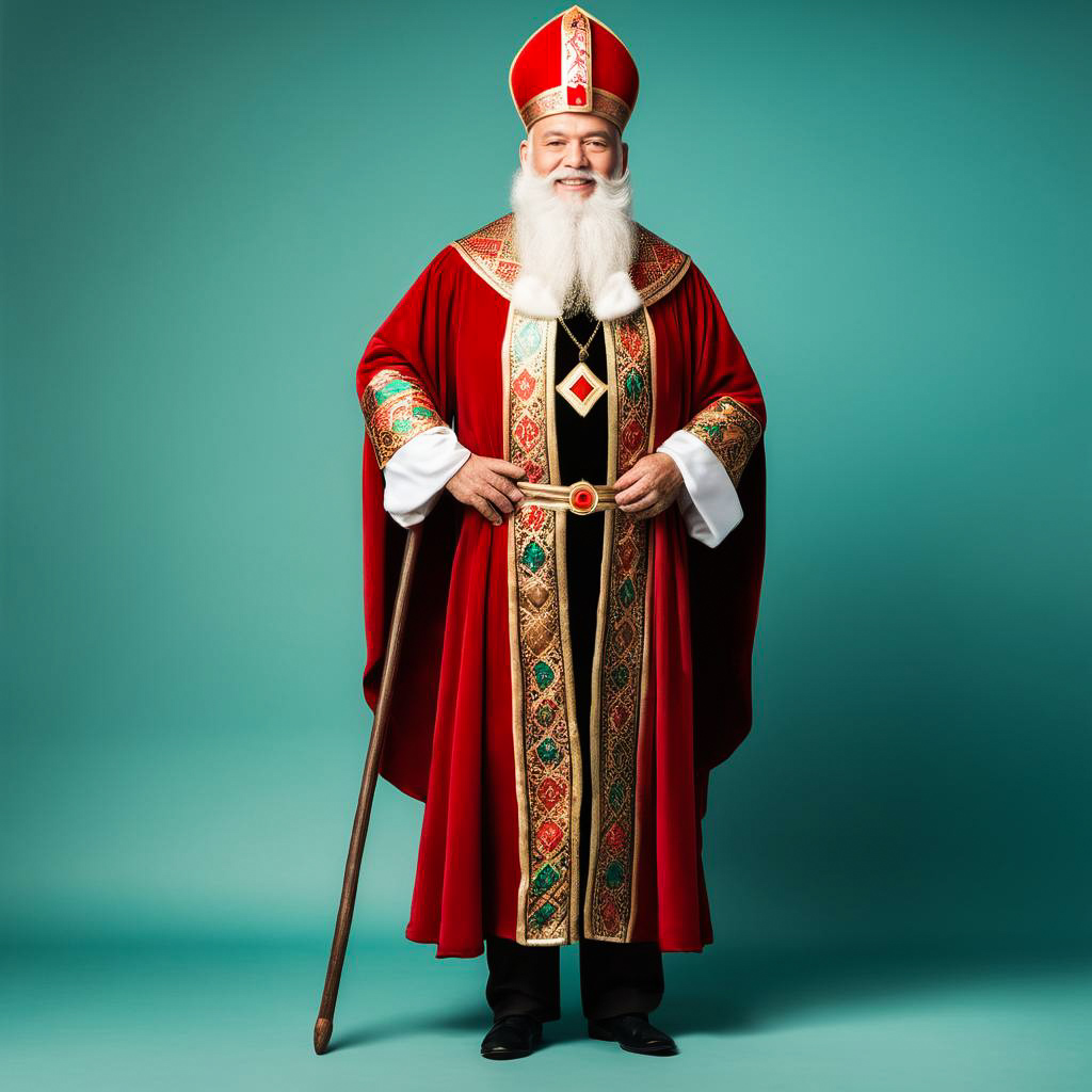 Cheerful Elderly Gentleman in Sinterklaas Robes