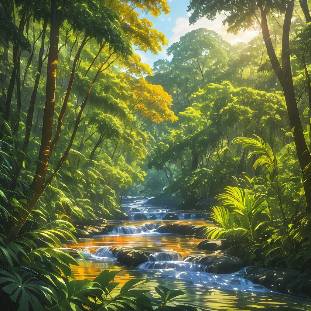 Vibrant Temperate Jungle with Winding Rivers