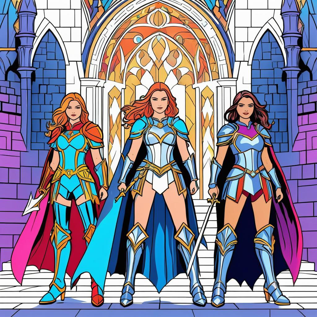 Heroic Young Women in Fantasy Castle