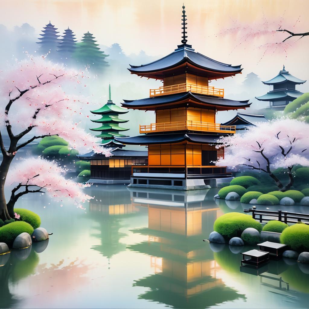 Serene Kyoto Morning in Impressionist Style