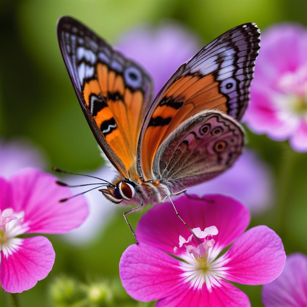 Vivid Macro Shot of Butterfly on Geranium