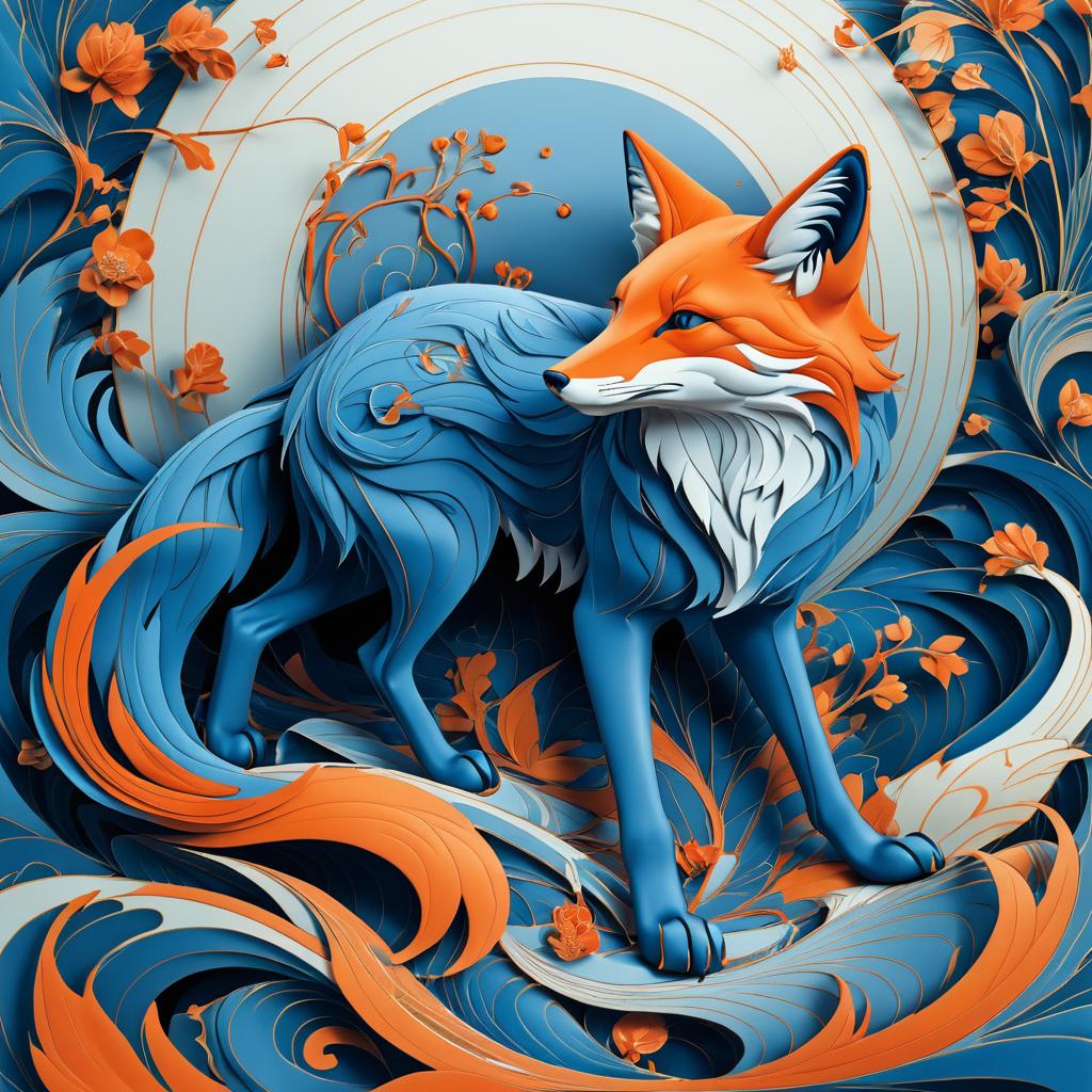 Vivid Digital Illustration of a Fox