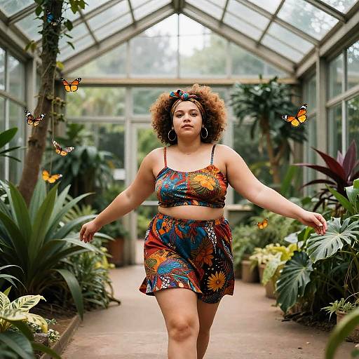 Plus-Size Woman in Butterfly Conservatory