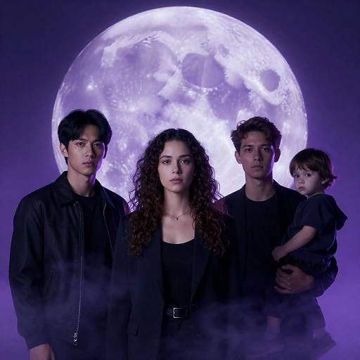 Serious Portrait Under a Purple Moon
