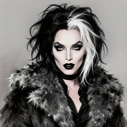 Stylish Cruella Deville Digital Portrait