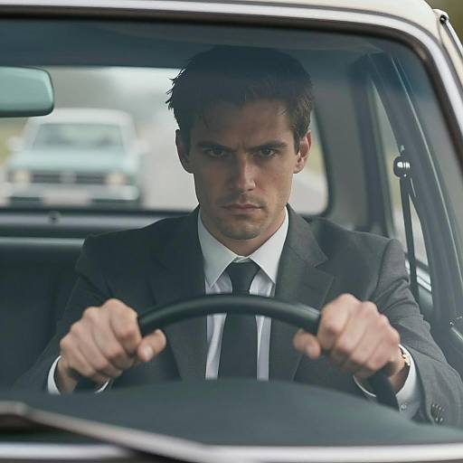 Intense Driver in a Foggy Setting