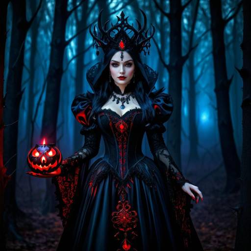 Dark Sorceress in Haunted Forest