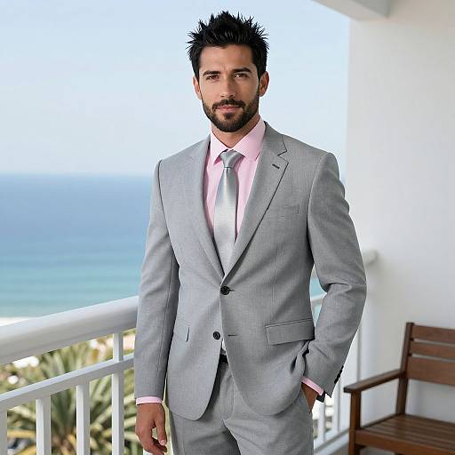 Handsome Man on Ocean Balcony