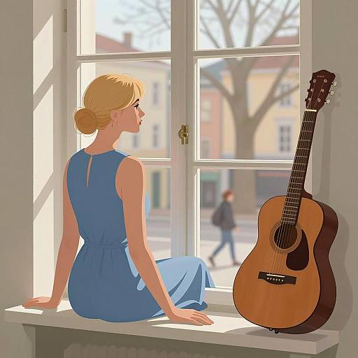 Woman with Guitar by the Window