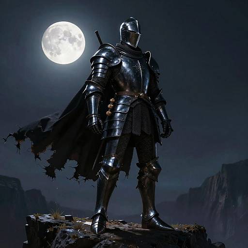Heroic Black Knight on Cliff