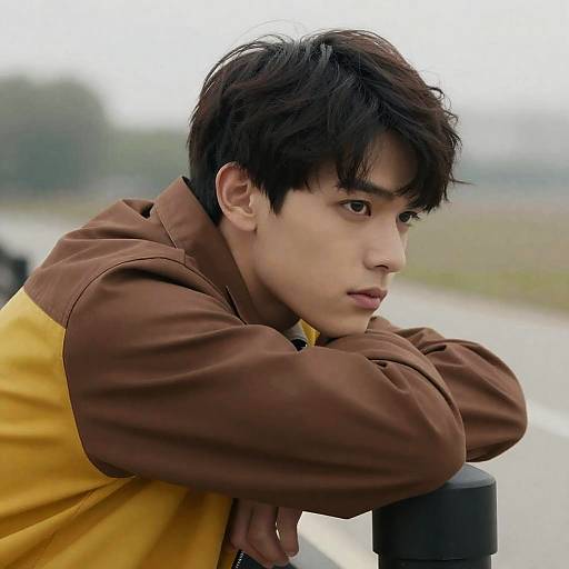 Serious Portrait of a Young Man Outdoors