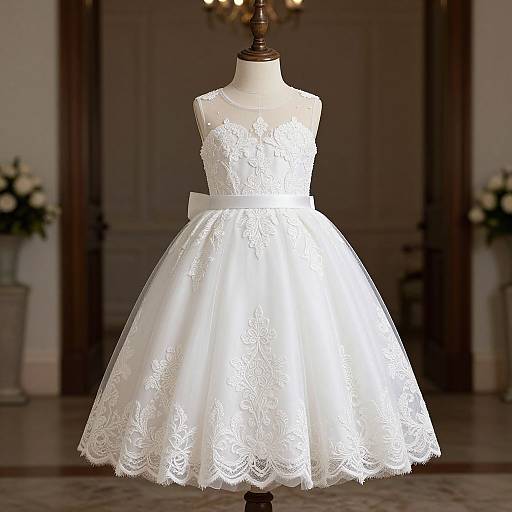 Elegant White Lace Flower Girl Dress