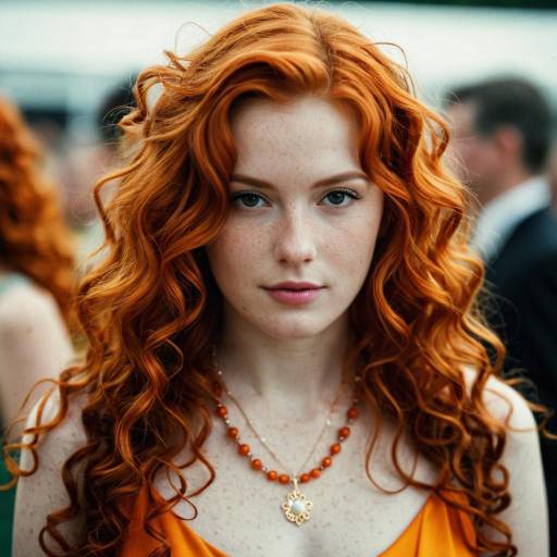 Red-haired Woman with Curly Hair and Necklace