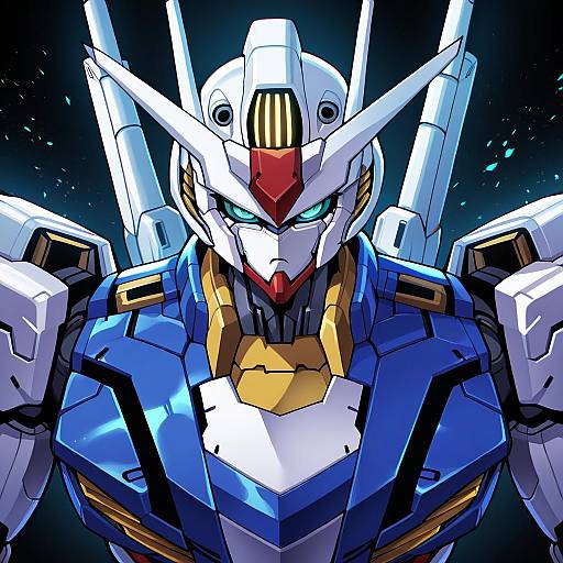 Illustration of Gundam aerial, gundam in the style of Osiimi